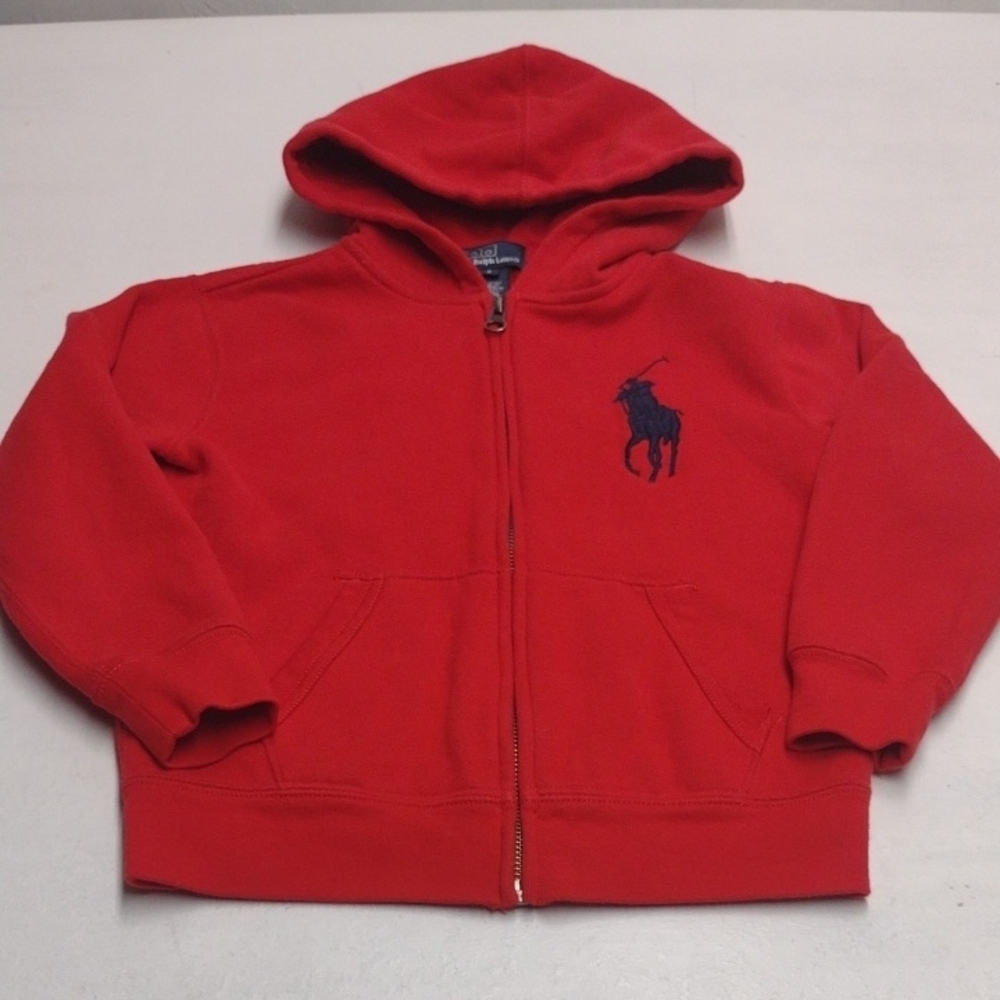 Polo by Ralph Lauren Boy Size 6 Red Zip-Up Hoodie Sweatshirt